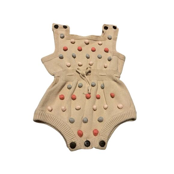ChubbyBubbyBear Infant PomPom Romper Size 6-12 months - Picture 1 of 3